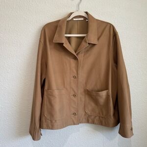 Uniqlo Jacket‎ XL Beige Tan Utility Chore Overshirt Shacket Oversized Boxy